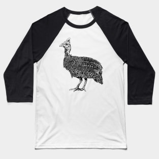 Guinea Fowl Bird Print Baseball T-Shirt